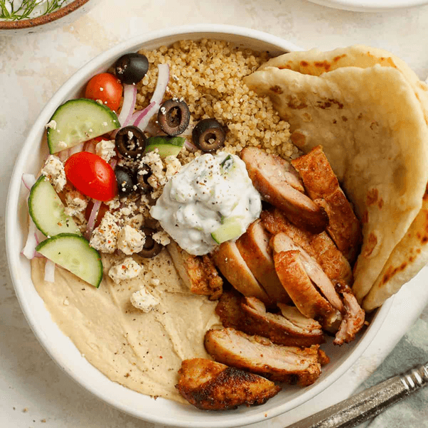 Glaba Chicken Over Hummus